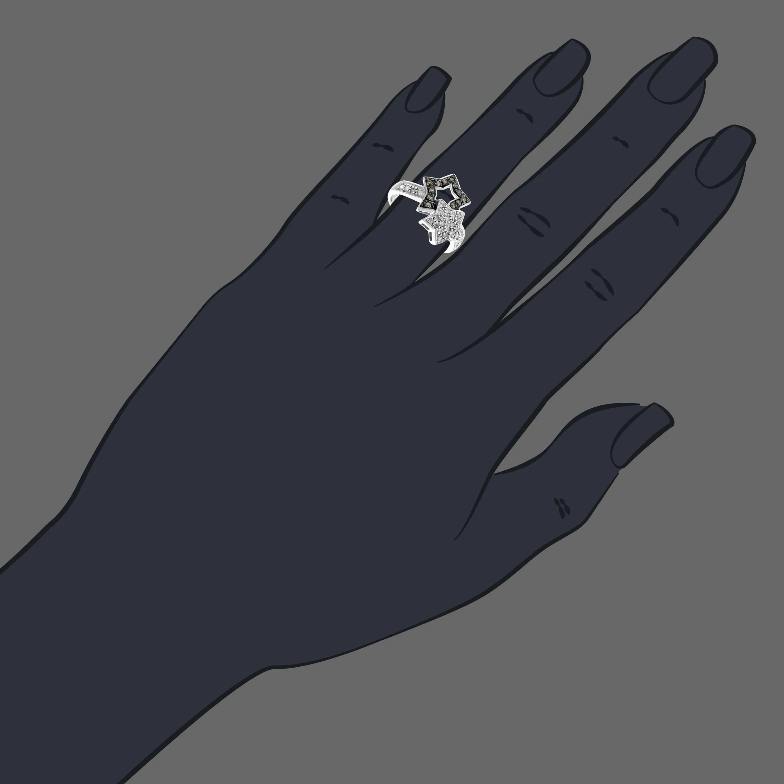1/4 cttw Diamond Star Statement Ring in 14K White Gold
