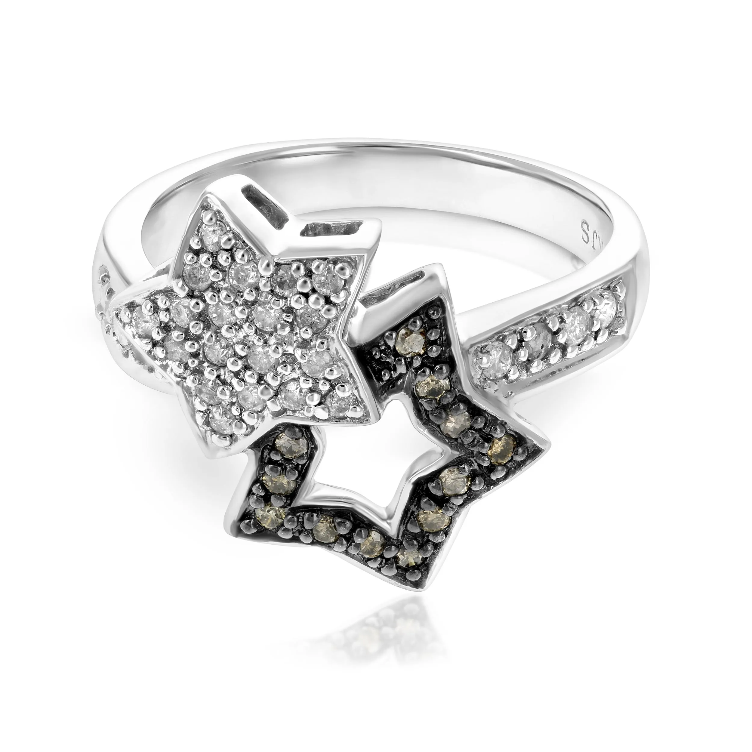1/4 cttw Diamond Star Statement Ring in 14K White Gold