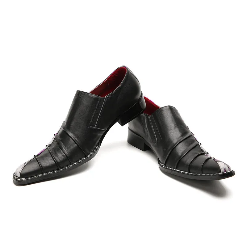 2023 Casual Beanie Shoes Men's Printed European Station Loafers Color Matching Sleeves Trendy Fashion Men's Leather Shoes Wholesale Shoes