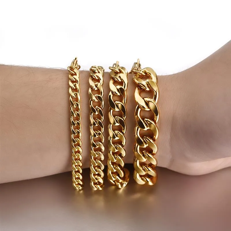 3-11 mm Cuban Link Chain Bracelet, Stainless Steel