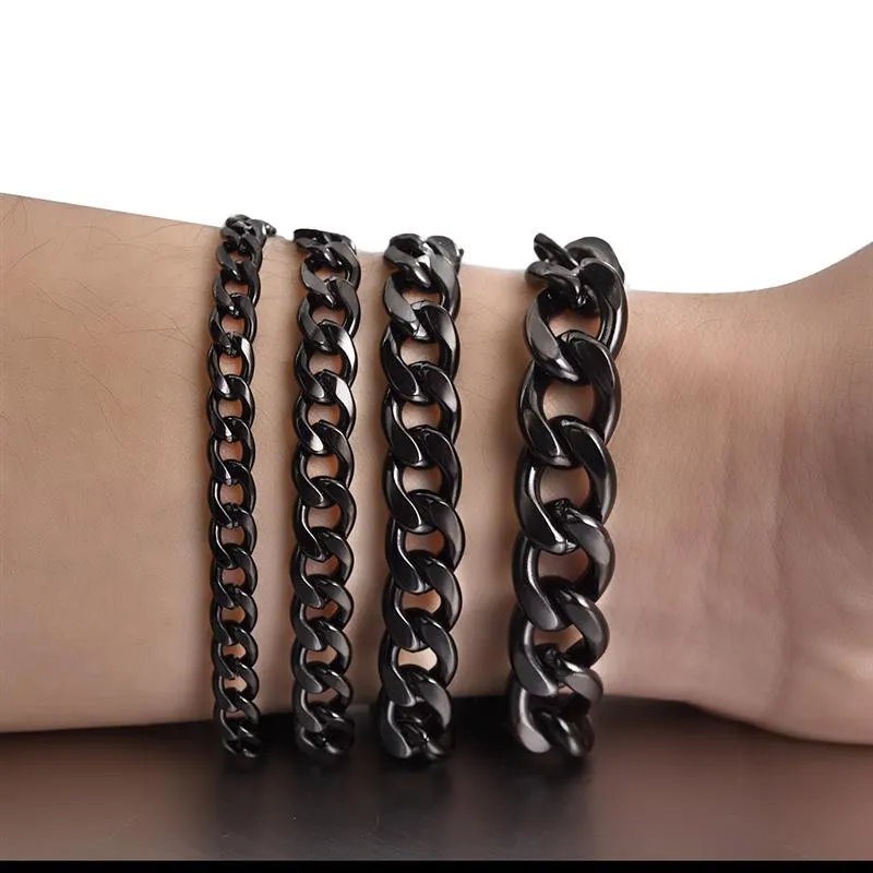 3-11 mm Cuban Link Chain Bracelet, Stainless Steel