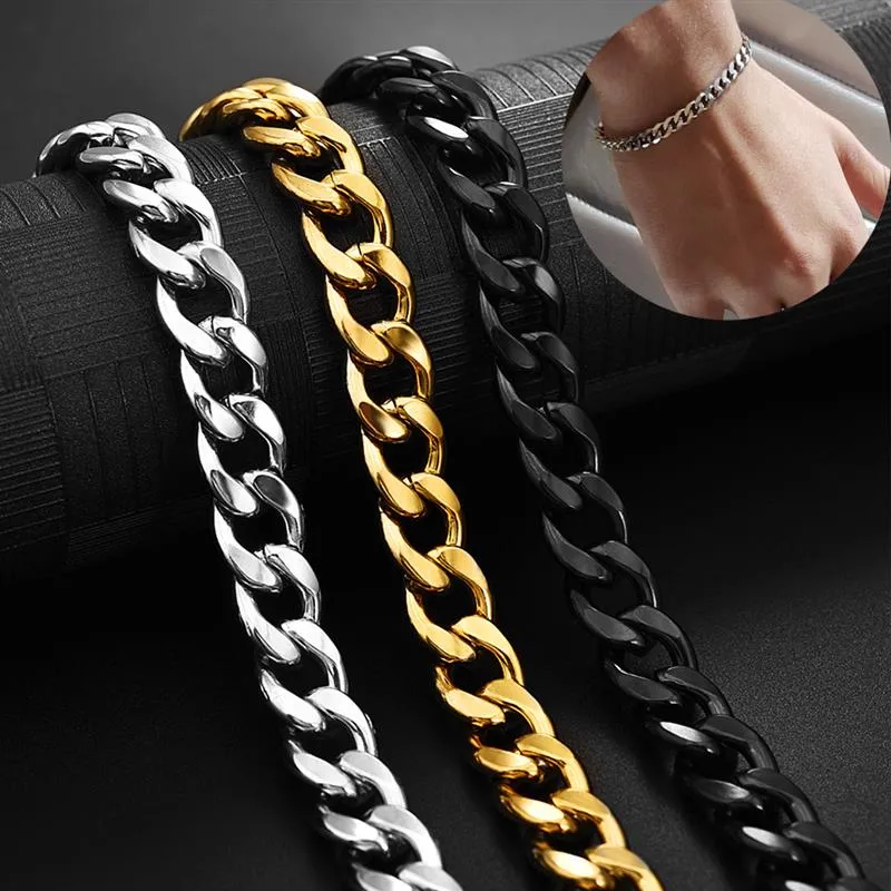 3-11 mm Cuban Link Chain Bracelet, Stainless Steel