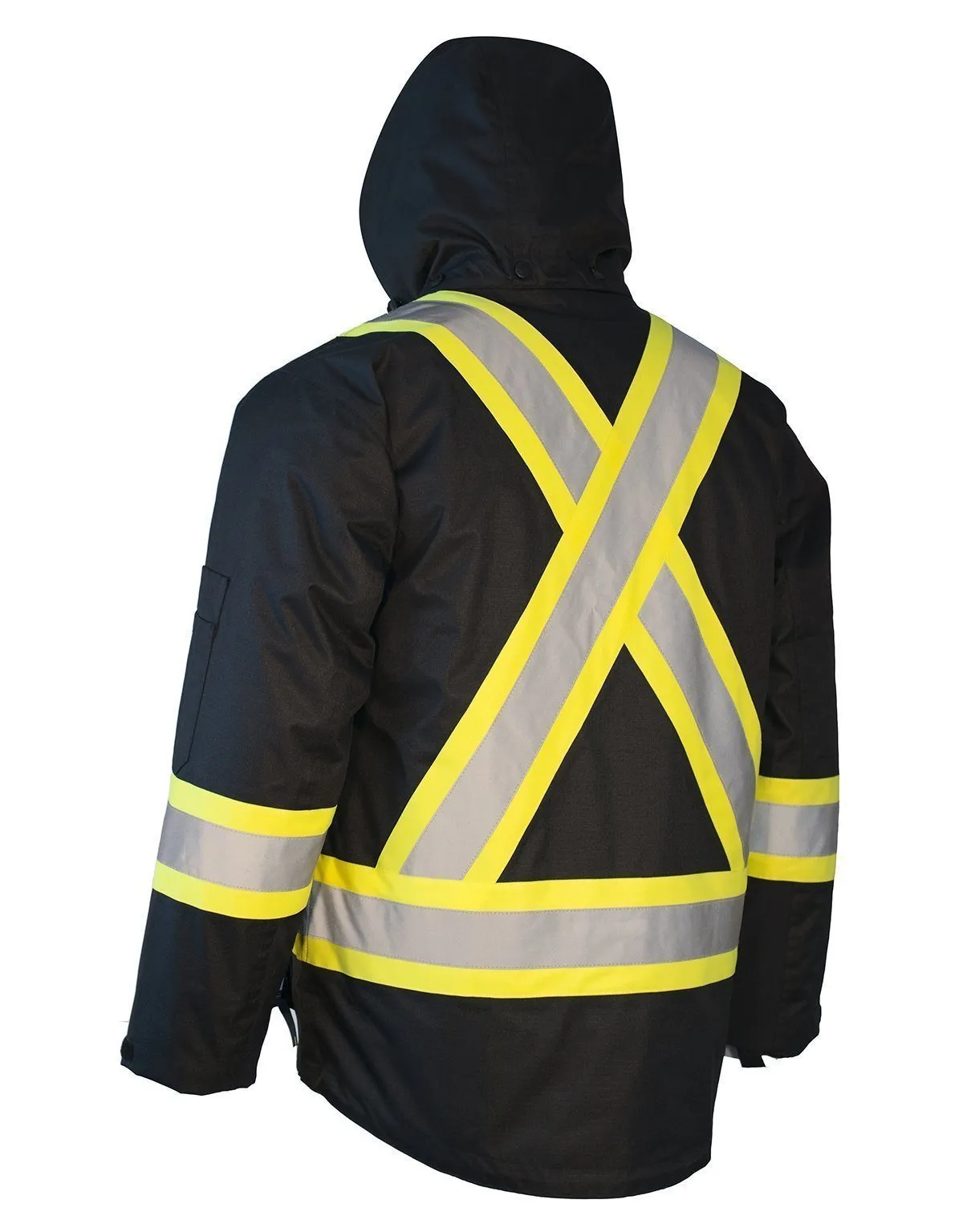 3-in-1 Hi Vis Winter Safety Parka with Removable Black Nylon Puff Jacket
