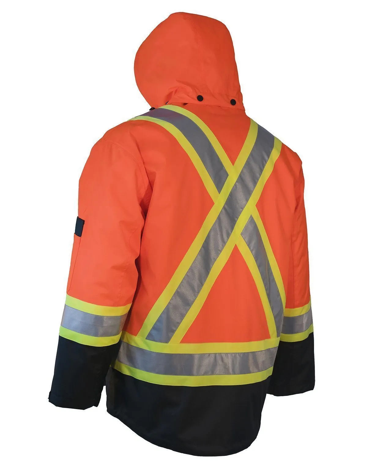 3-in-1 Hi Vis Winter Safety Parka with Removable Black Nylon Puff Jacket