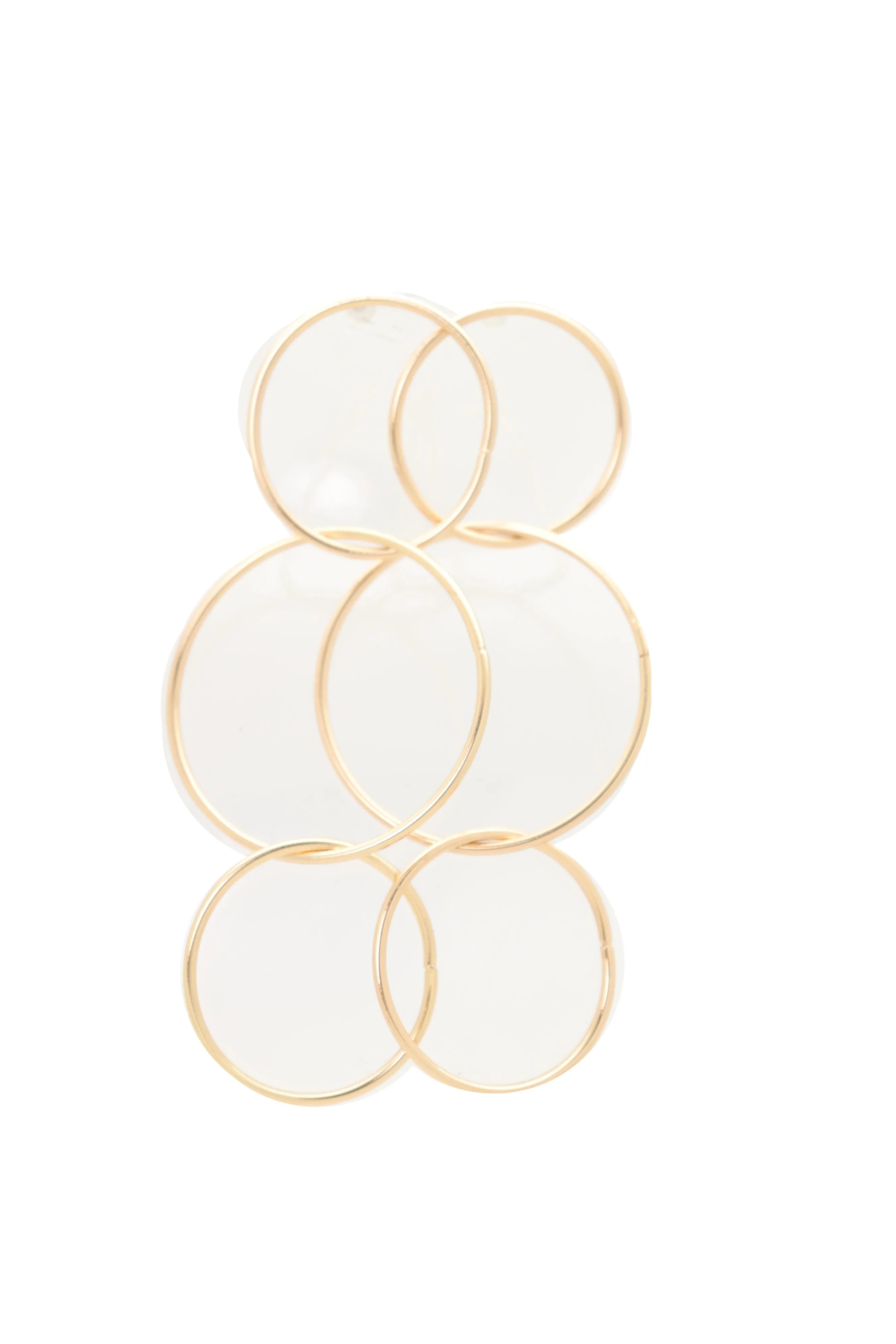 3 Linked Circles Long Drop Earrings