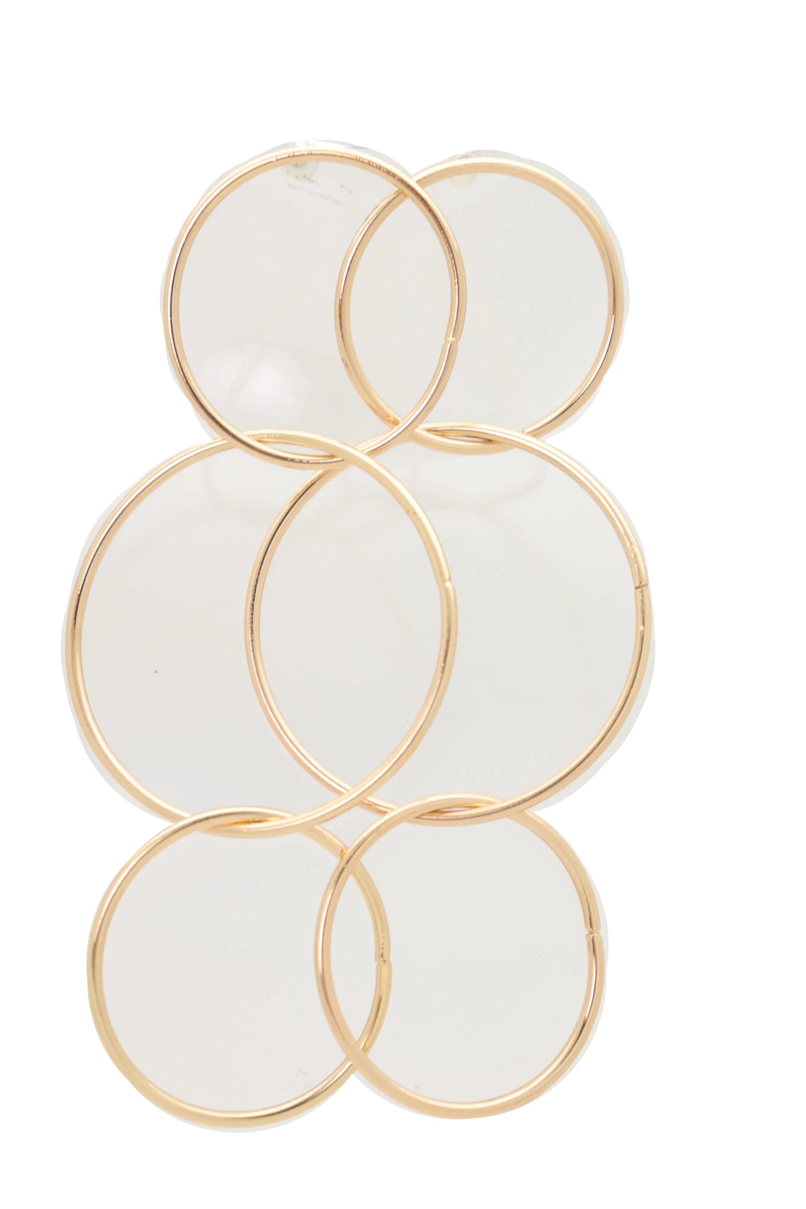 3 Linked Circles Long Drop Earrings