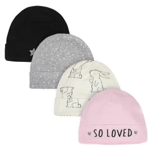 4-Pack Baby Girls' Bunny Caps