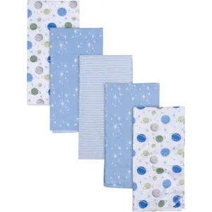 5-Pack Baby Boys Space Flannel Receiving Blankets