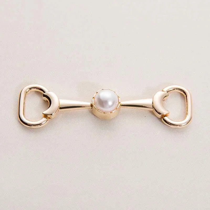 72mm Gold Silver Metal Chain with Pearl Decorative Shoe Buckle 20 Pack