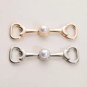72mm Gold Silver Metal Chain with Pearl Decorative Shoe Buckle 20 Pack