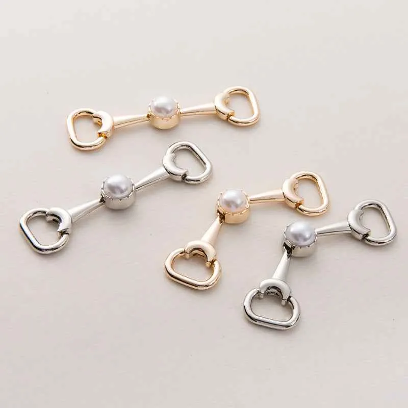 72mm Gold Silver Metal Chain with Pearl Decorative Shoe Buckle 20 Pack