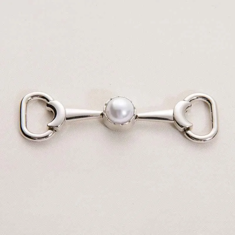 72mm Gold Silver Metal Chain with Pearl Decorative Shoe Buckle 20 Pack