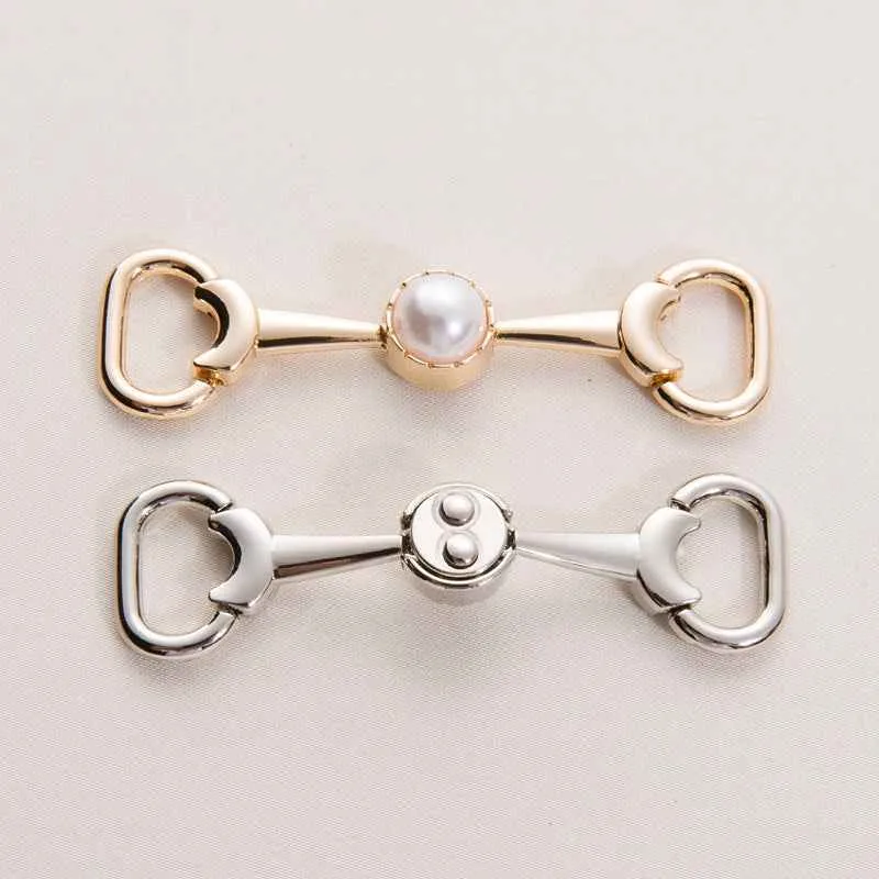 72mm Gold Silver Metal Chain with Pearl Decorative Shoe Buckle 20 Pack