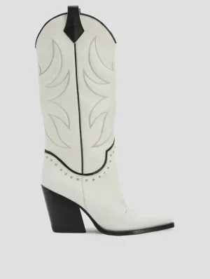 ALISON 80MM WESTERN BOOT IN WHITE VACCHETTA - Woman