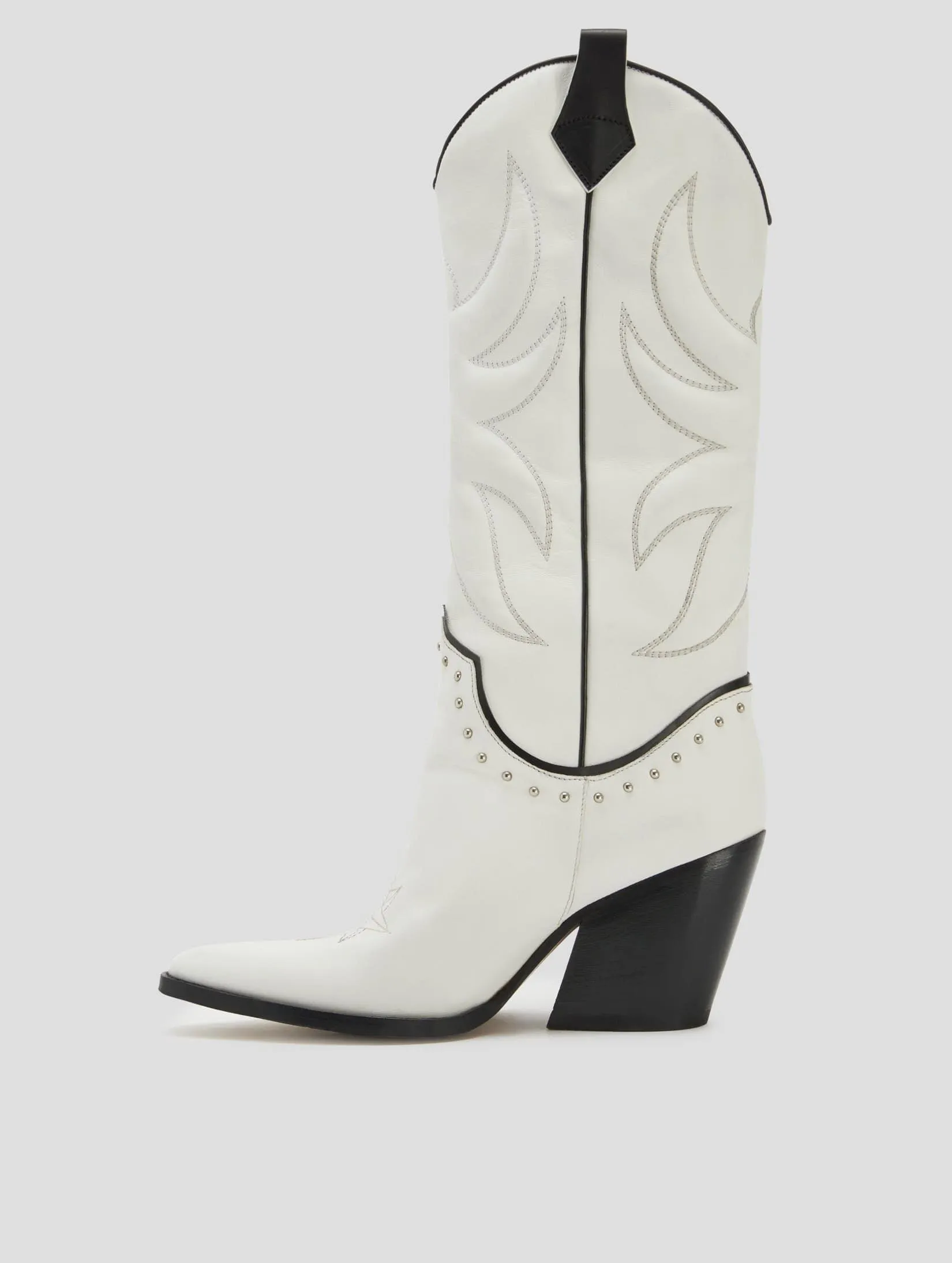 ALISON 80MM WESTERN BOOT IN WHITE VACCHETTA - Woman