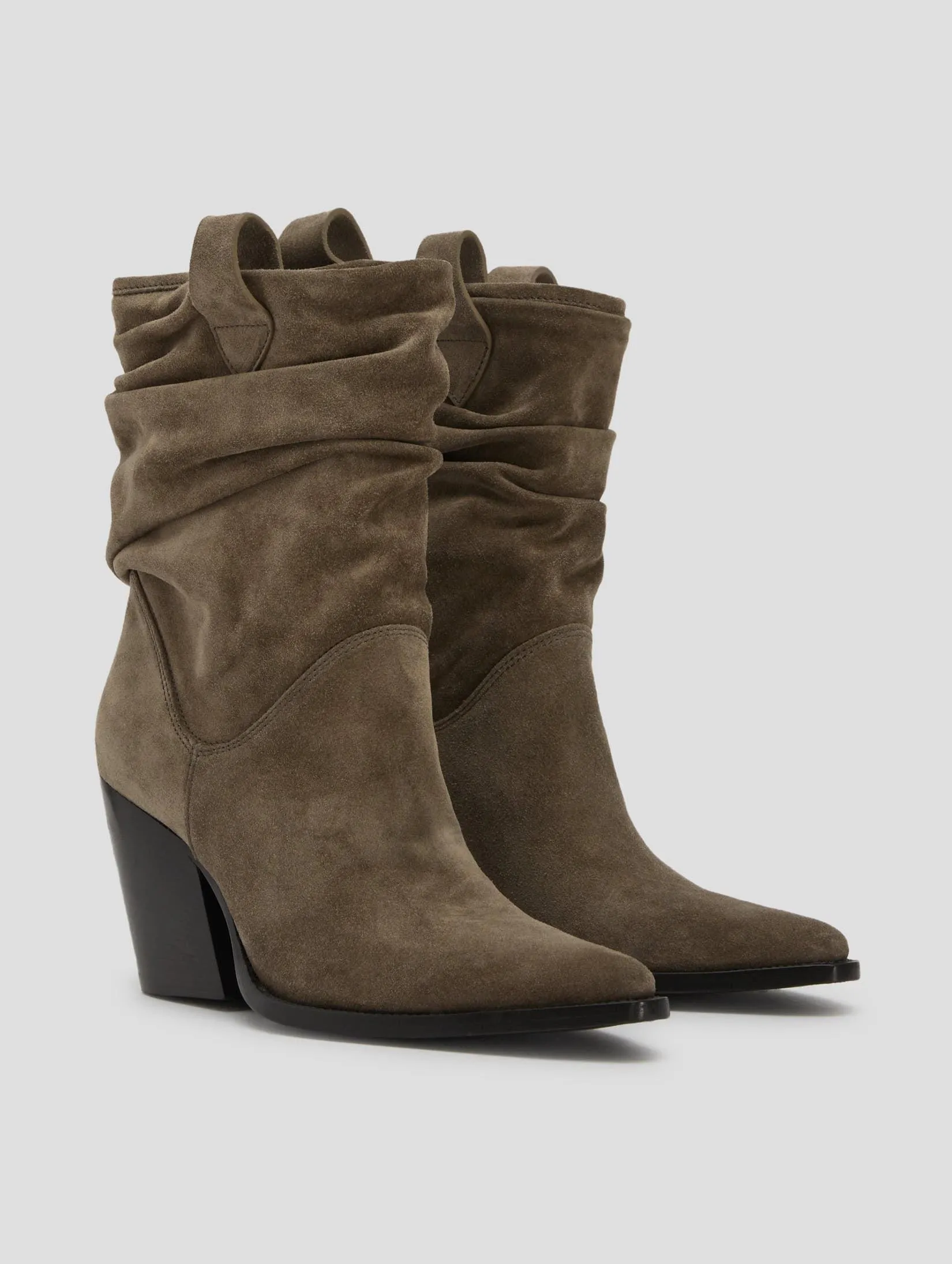 ALISON 80MM WRINKLED BOOT IN SMOKE SUEDE - Woman
