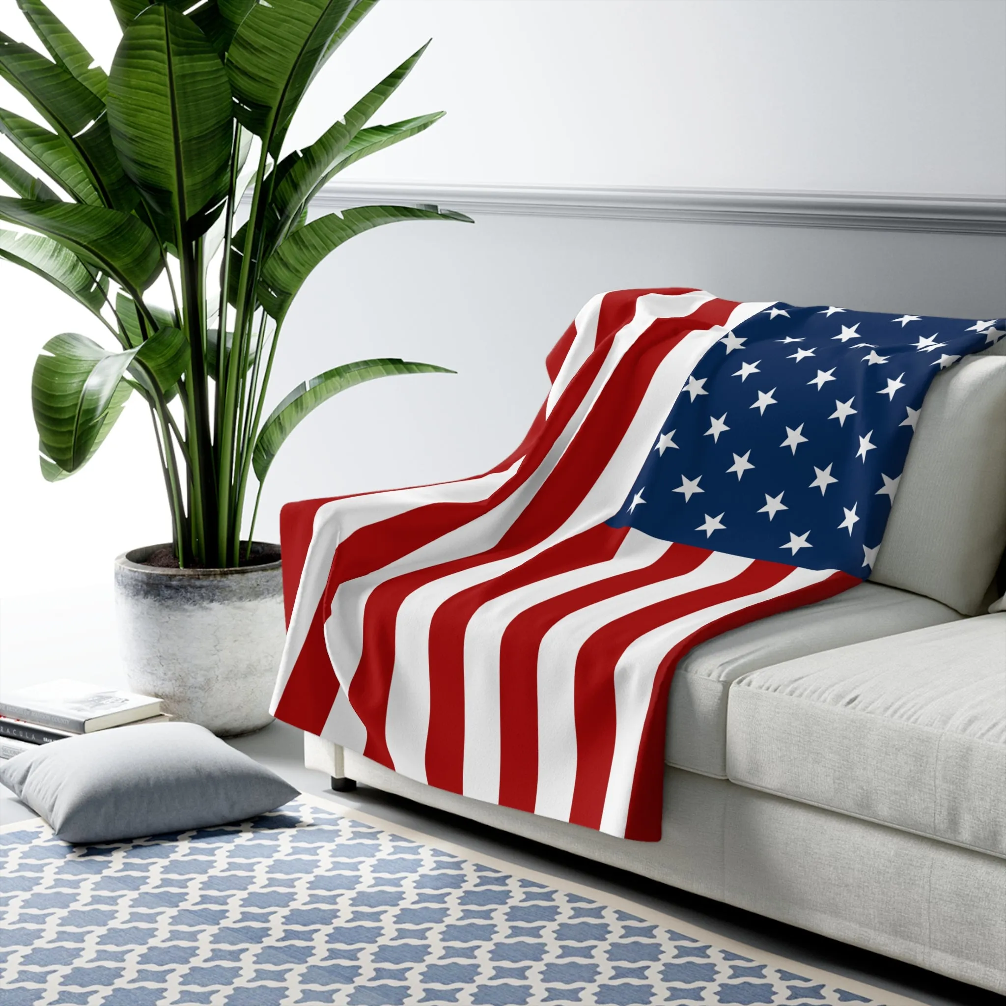 American Flag Sherpa Fleece Blanket