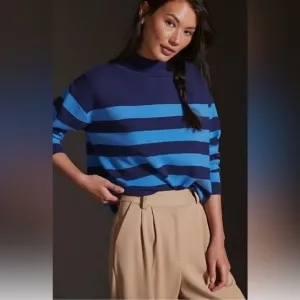 Anthropologie Blue Striped Sweater