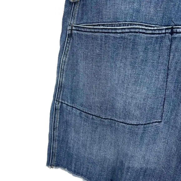 Anthropologie Pilcro Denim Pleated Raw Hem High Waist Relaxed Mom Shorts Size 32