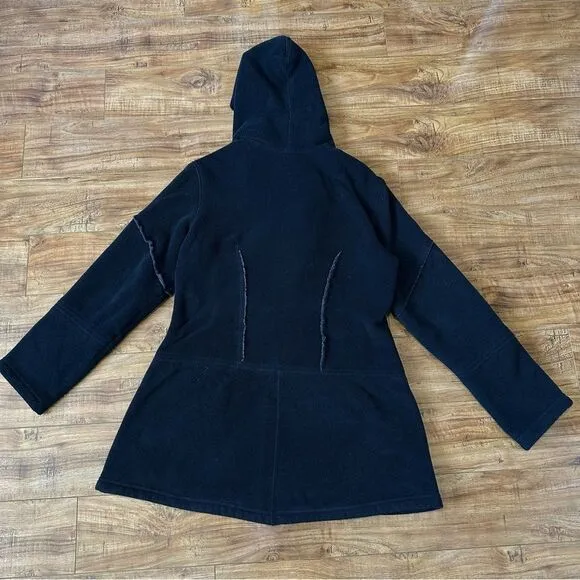 Athleta RARE Sherpa Longline Full Zip Hoodie Jacket Size Medium Black