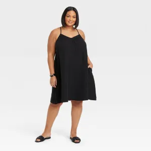 Ava & Viv Women's Plus Size Sleeveless Cross Back Woven Dress