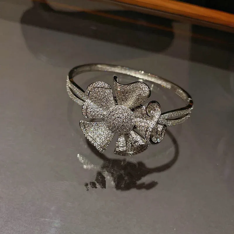 Big Flower Cubic Zirconia Luxury Bangles