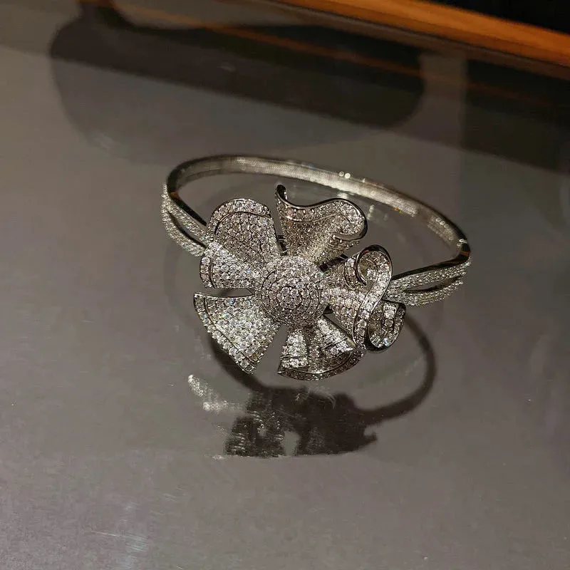 Big Flower Cubic Zirconia Luxury Bangles