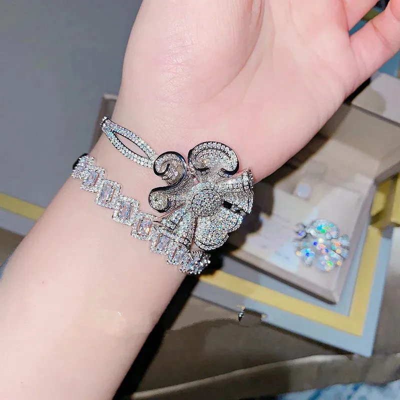 Big Flower Cubic Zirconia Luxury Bangles