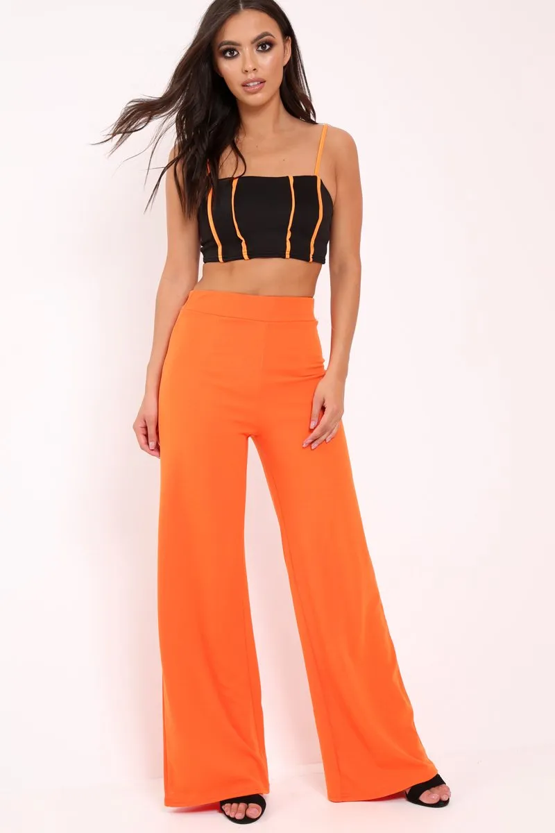 Black and Orange Cami Crop Top - Aalina