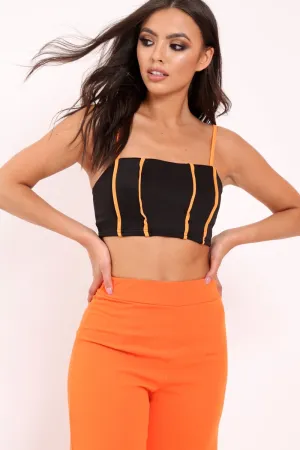 Black and Orange Cami Crop Top - Aalina