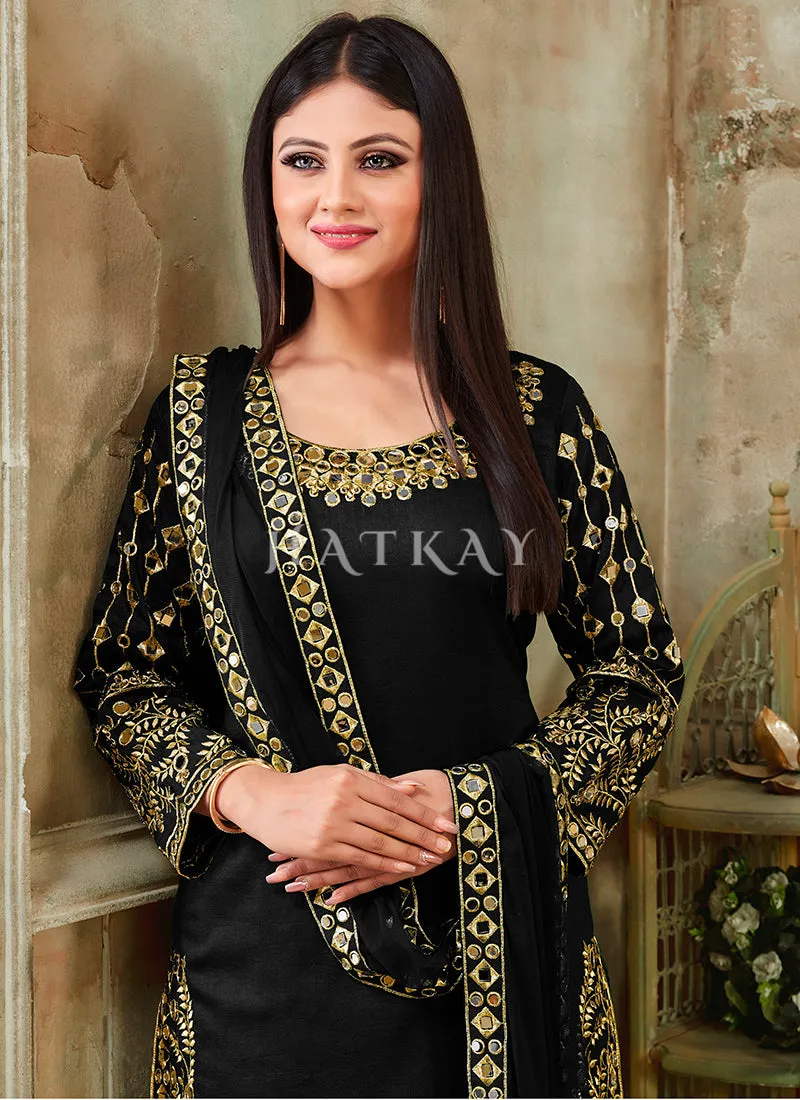 Black Mirror Work Punjabi Patiala Salwar Suit