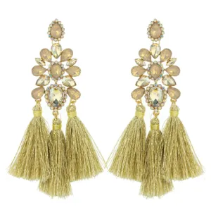 Boho Chic Gold Opal Tassel Fun Fashion Earrings | EY10886GCP