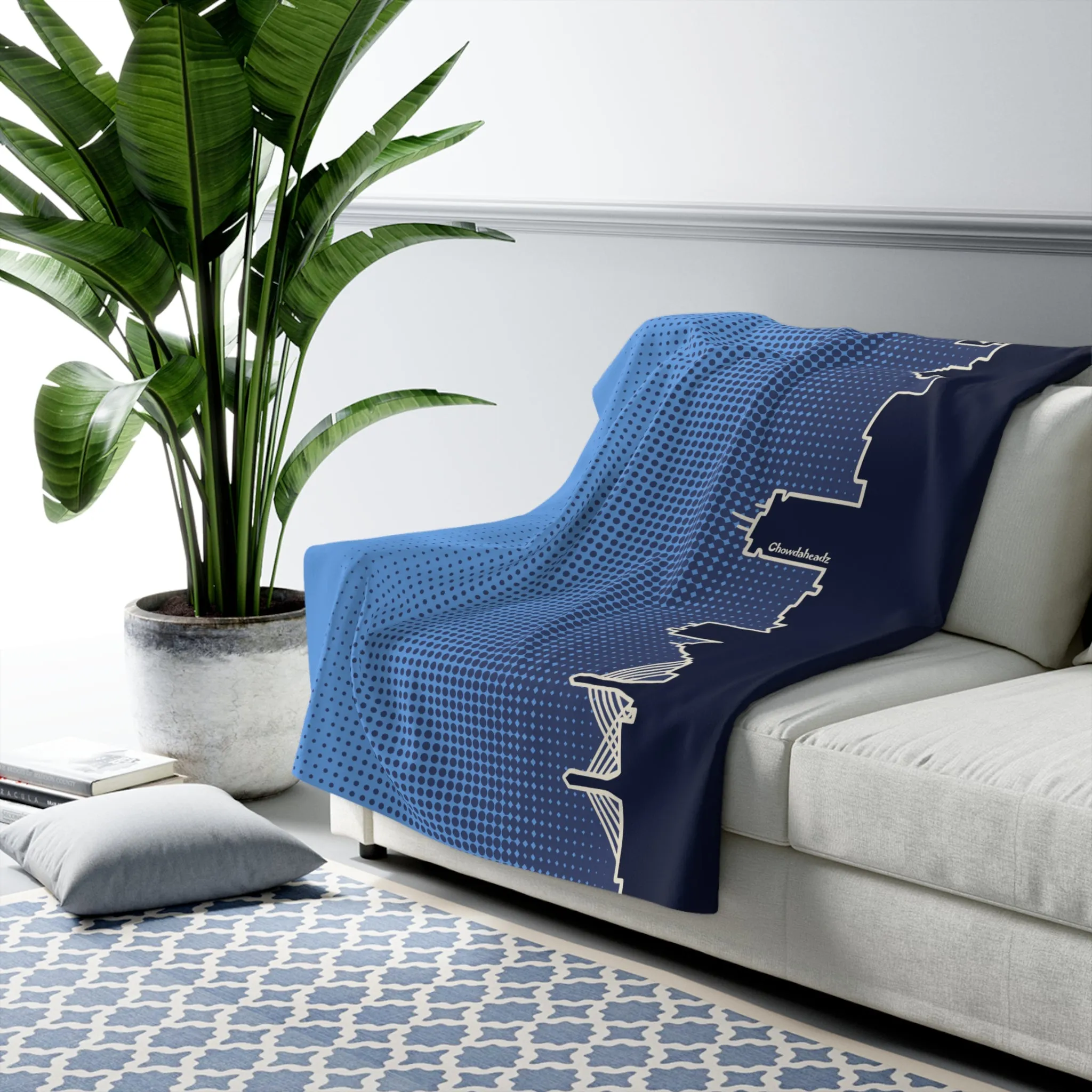 Boston Blue Skyline Sherpa Fleece Blanket