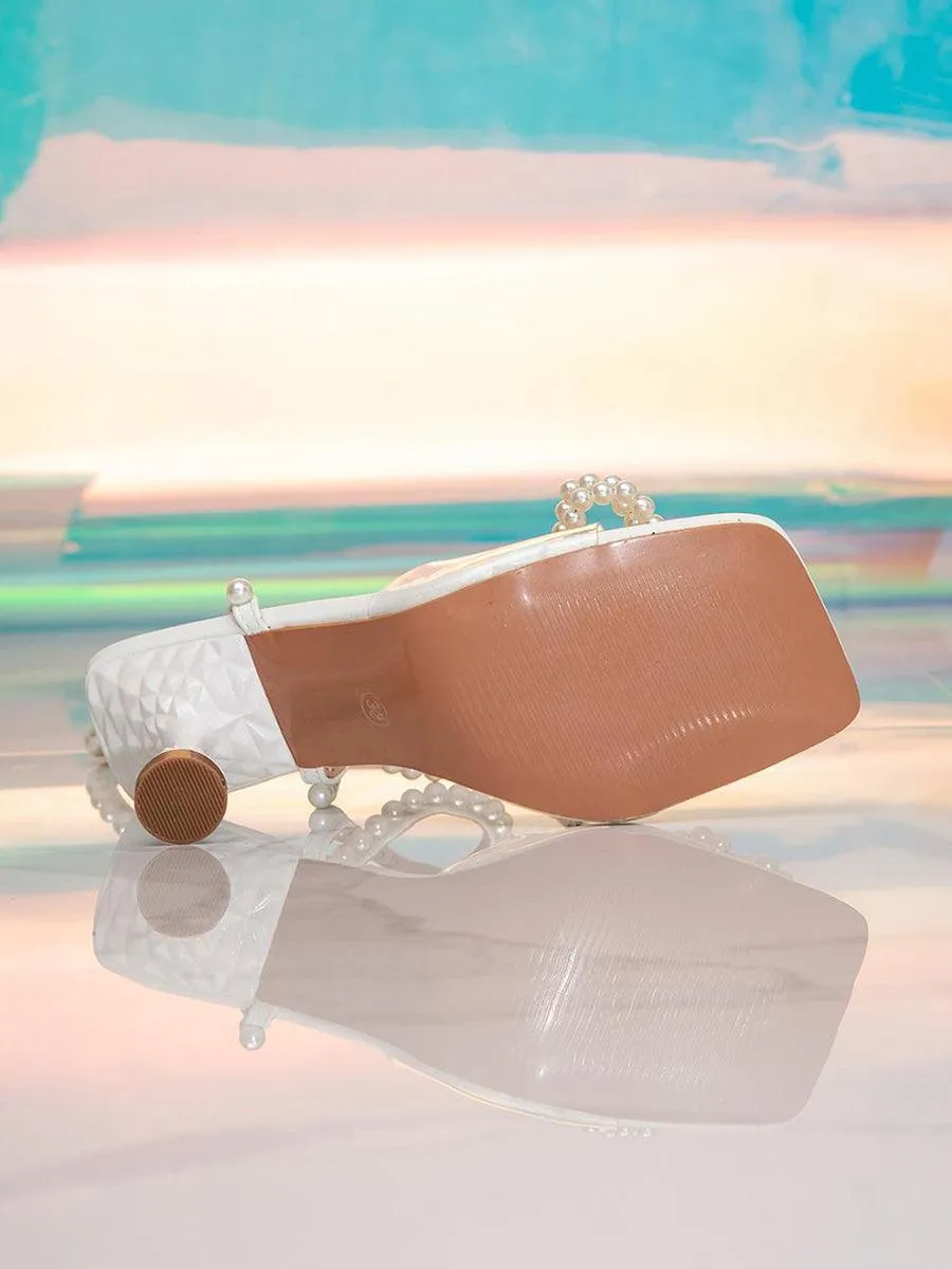 Bow-Knot Inlay Pearl Wine Glass High Heel Sandals MHE1033