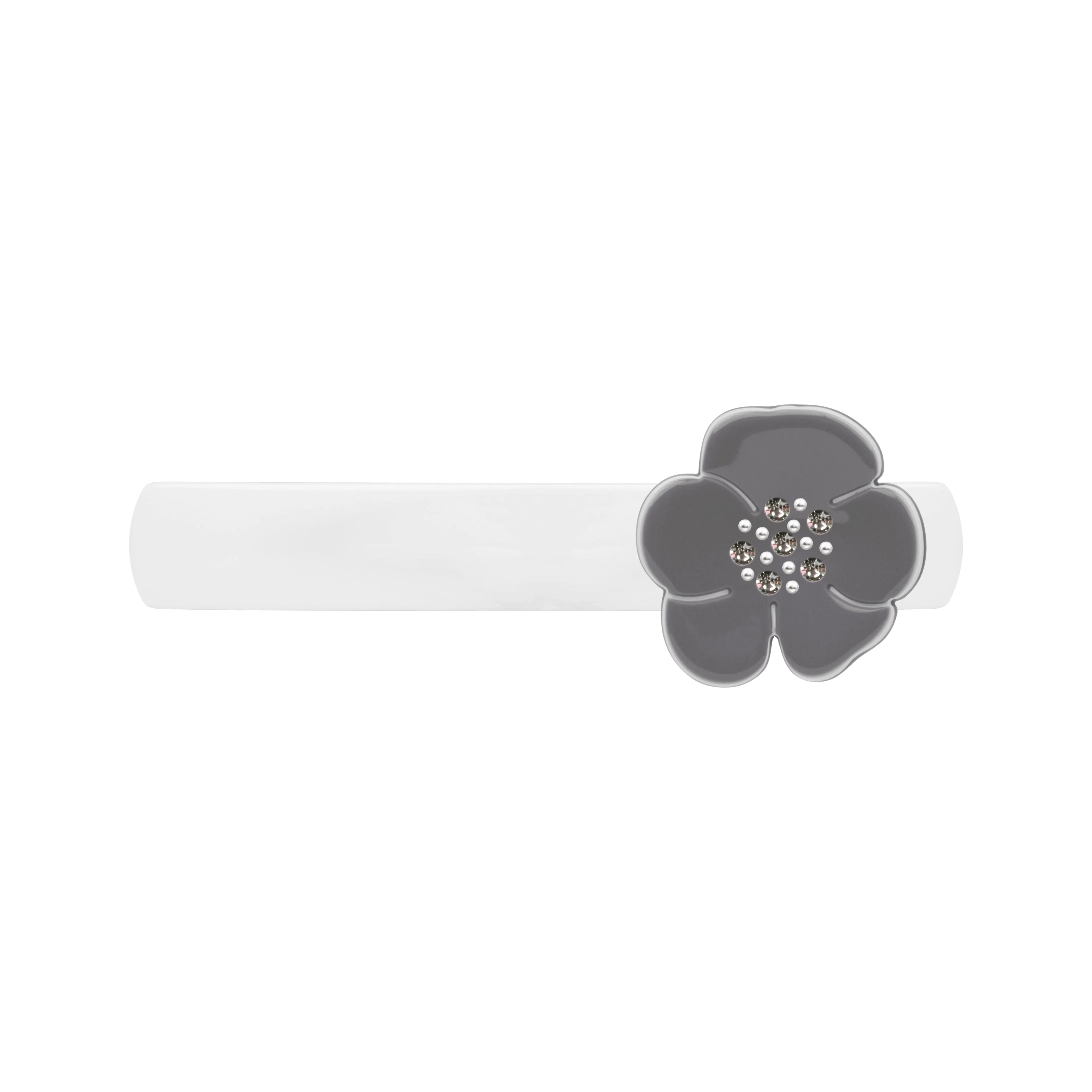 Camellia Crystal Small Grey Hair Clip