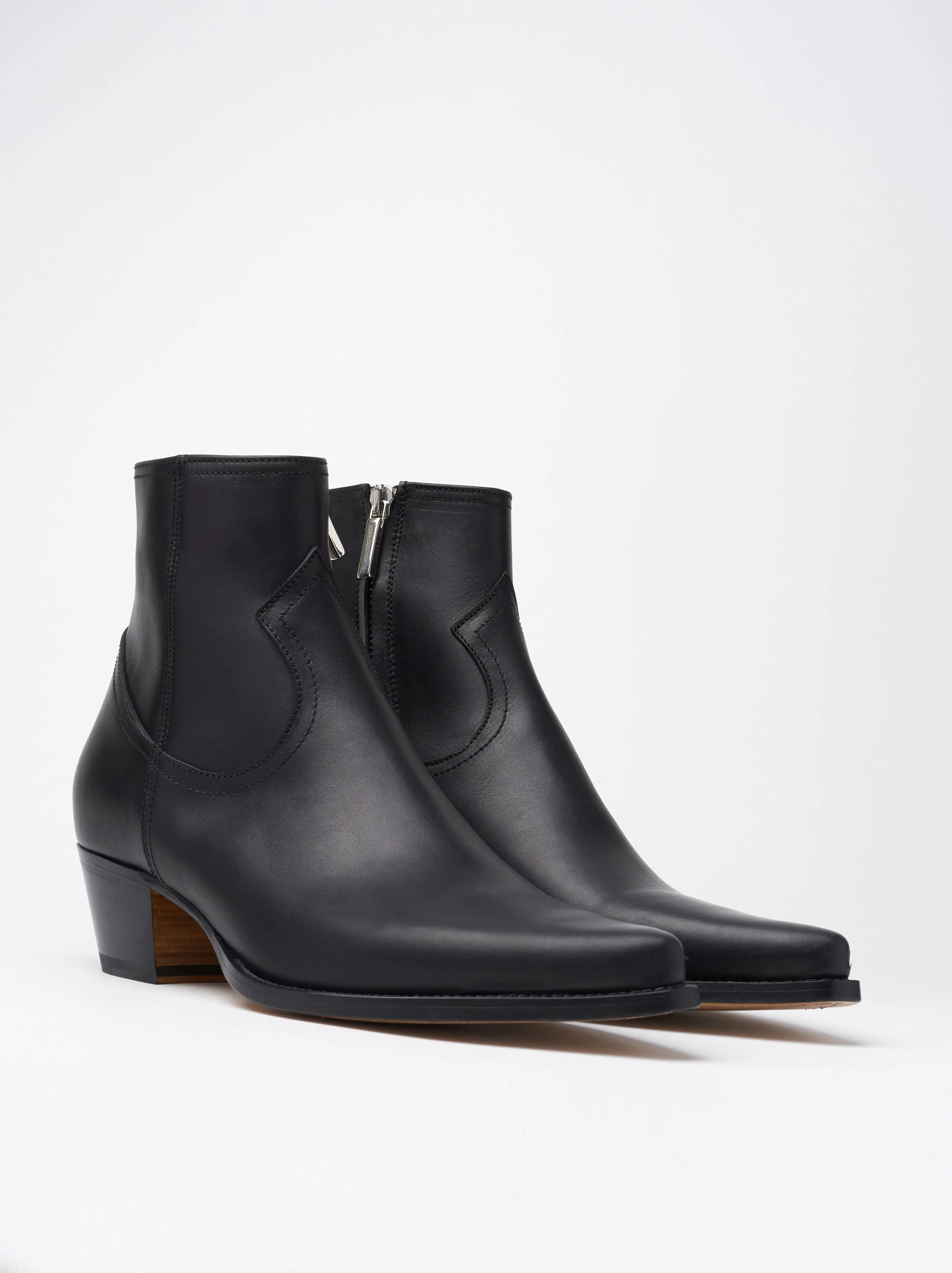 CLINT ANKLE BOOT IN BLACK VACCHETTA LEATHER - Woman