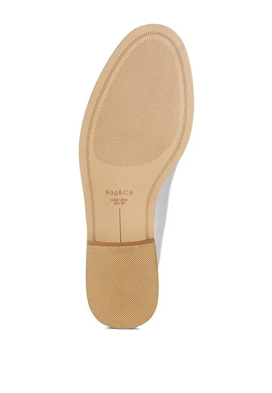 Corleone Pleather Loafers - Stacked Heel, Cushion Insole, Closed Toe, Beige/Burgundy/Silver/Black