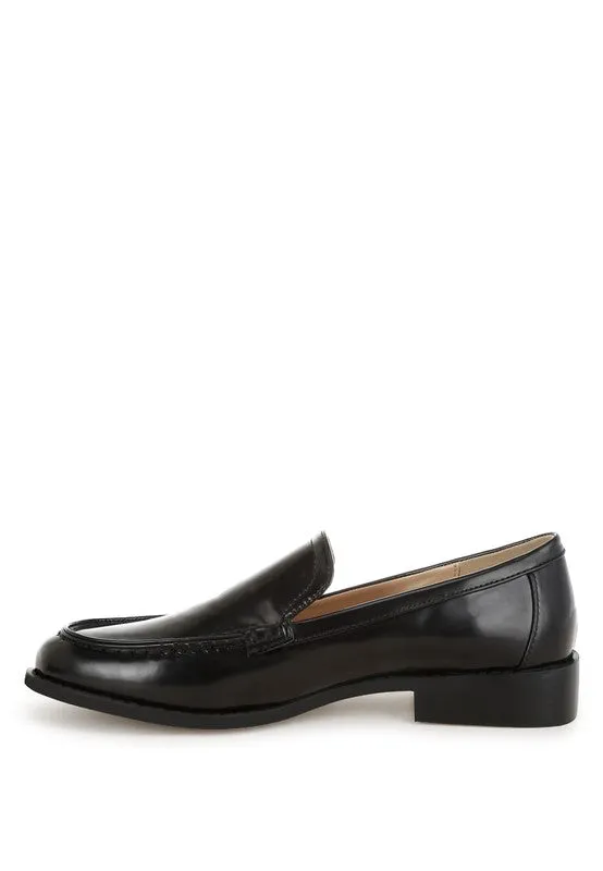 Corleone Pleather Loafers - Stacked Heel, Cushion Insole, Closed Toe, Beige/Burgundy/Silver/Black