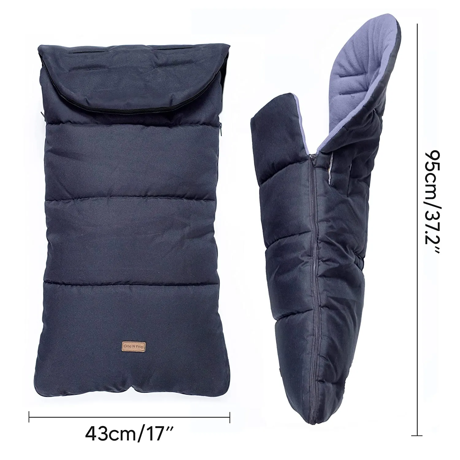 CrocnFrog Baby Stroller Bunting Blanket | Toddler Universal Footmuff Sleeping Bag with Adjustable Side Zips | Purple