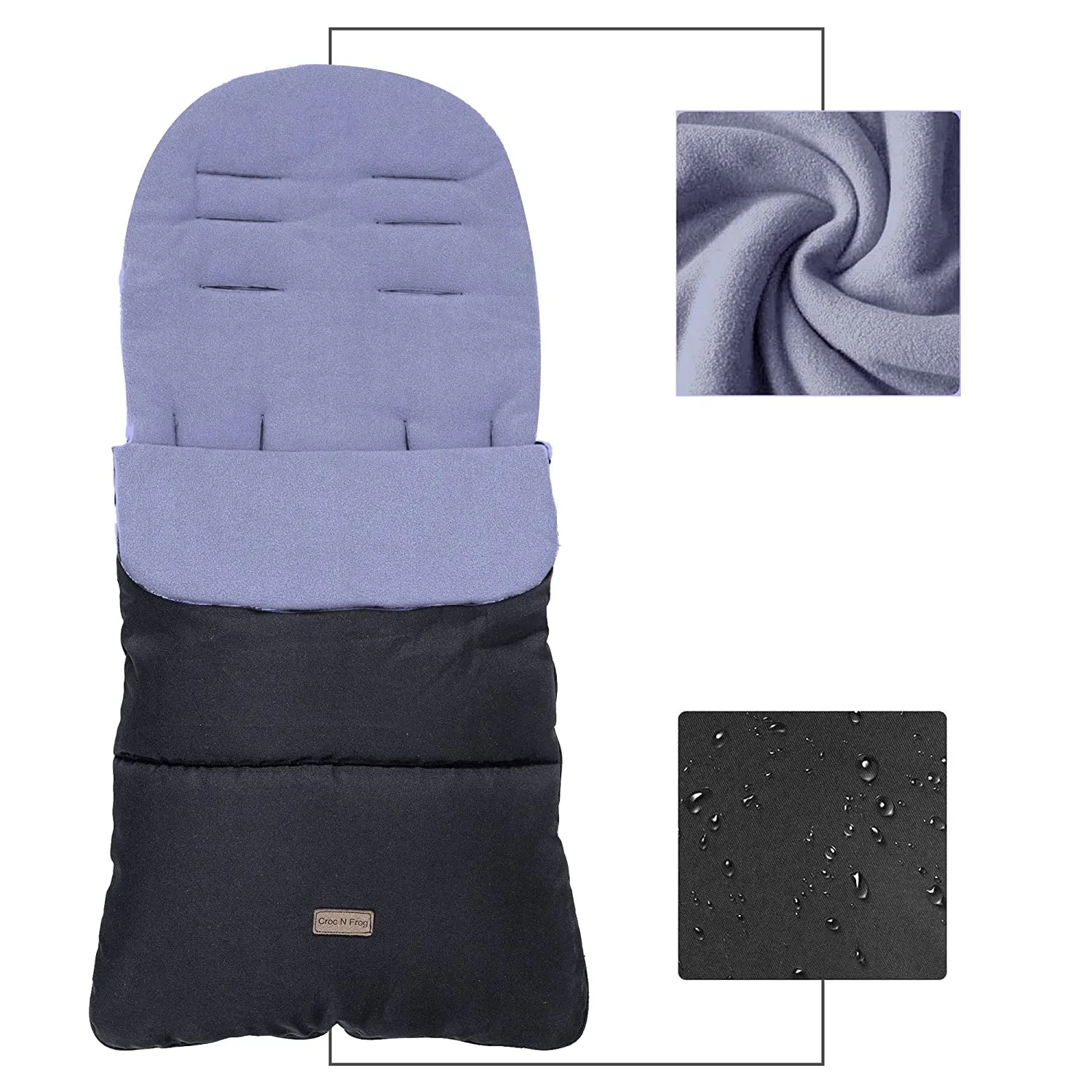 CrocnFrog Baby Stroller Bunting Blanket | Toddler Universal Footmuff Sleeping Bag with Adjustable Side Zips | Purple
