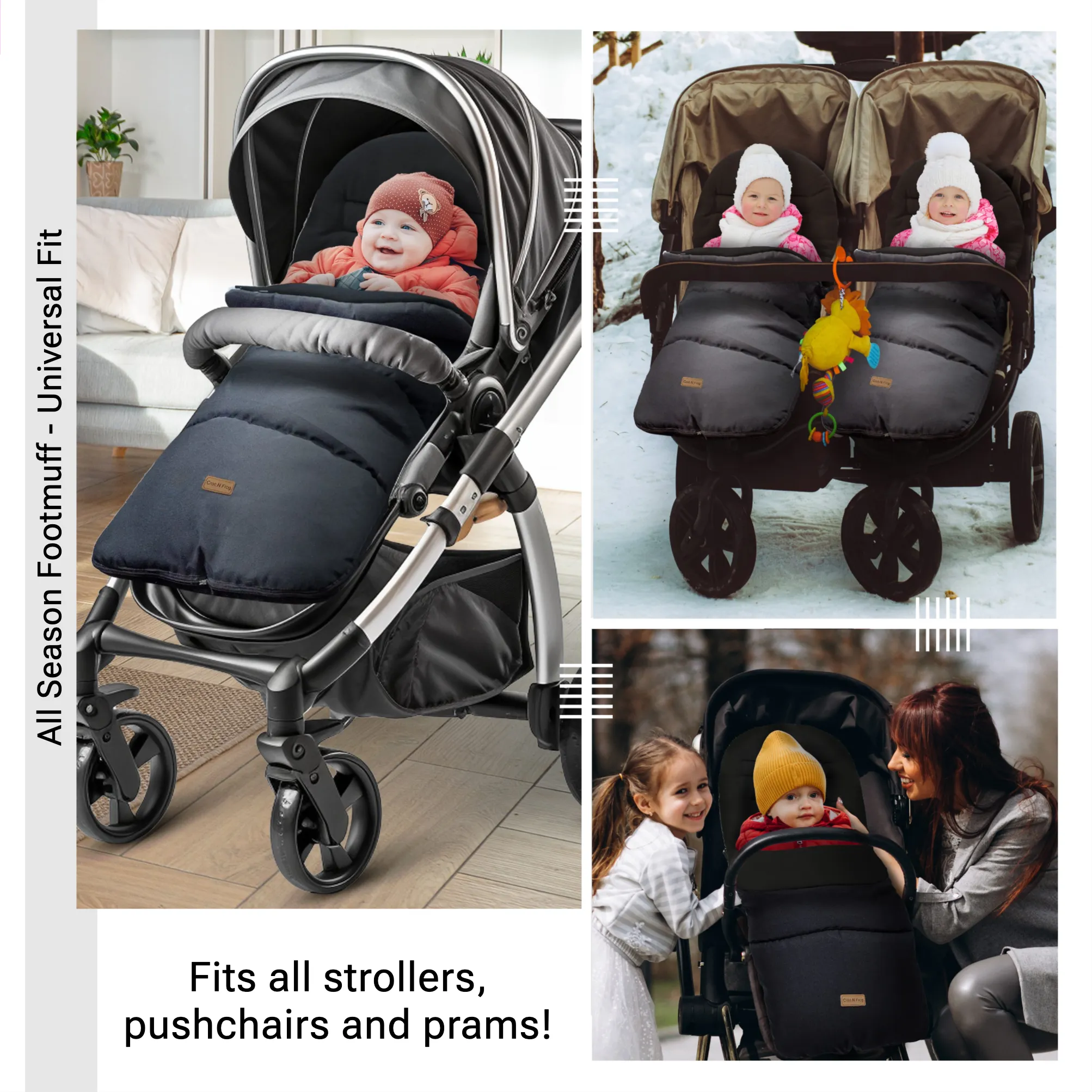 CrocnFrog Baby Stroller Bunting Blanket | Toddler Universal Footmuff Sleeping Bag with Adjustable Side Zips | Purple