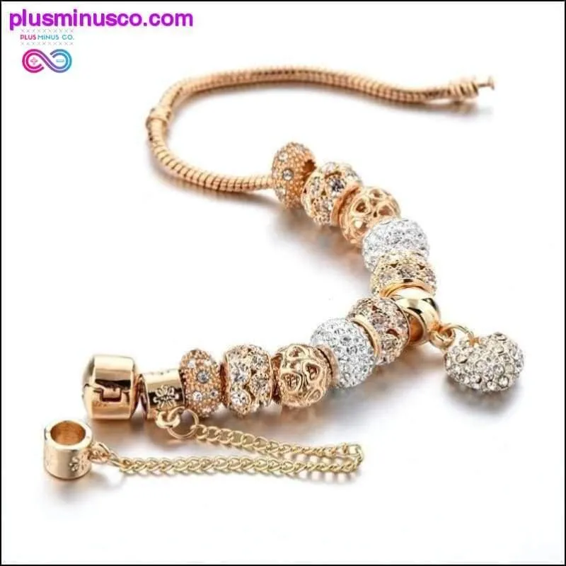Crystal Heart Charm Bracelets&Bangles Gold Bracelets For