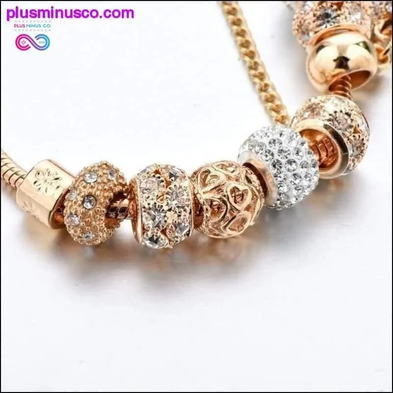 Crystal Heart Charm Bracelets&Bangles Gold Bracelets For