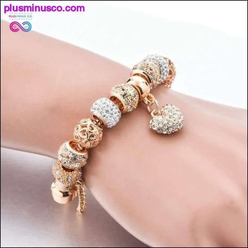 Crystal Heart Charm Bracelets&Bangles Gold Bracelets For