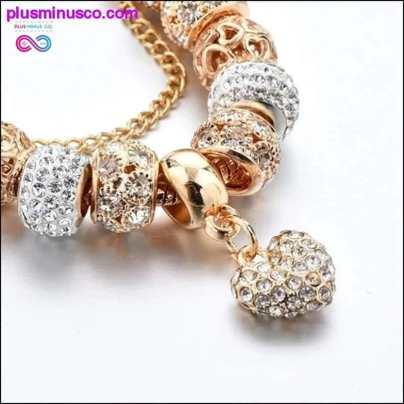 Crystal Heart Charm Bracelets&Bangles Gold Bracelets For