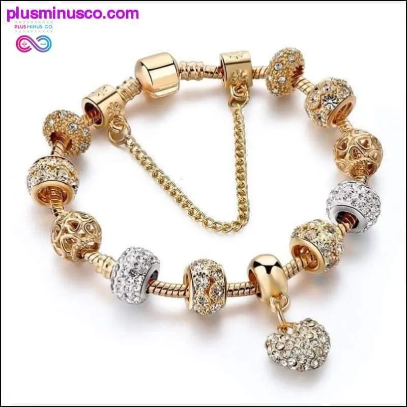 Crystal Heart Charm Bracelets&Bangles Gold Bracelets For