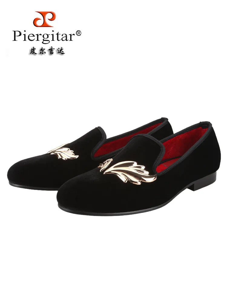 Custom-ordered wing metal buckle men's loafers, luxury and trendy big-name GZ same style fashion velvet shoes for men, trendy and versatile