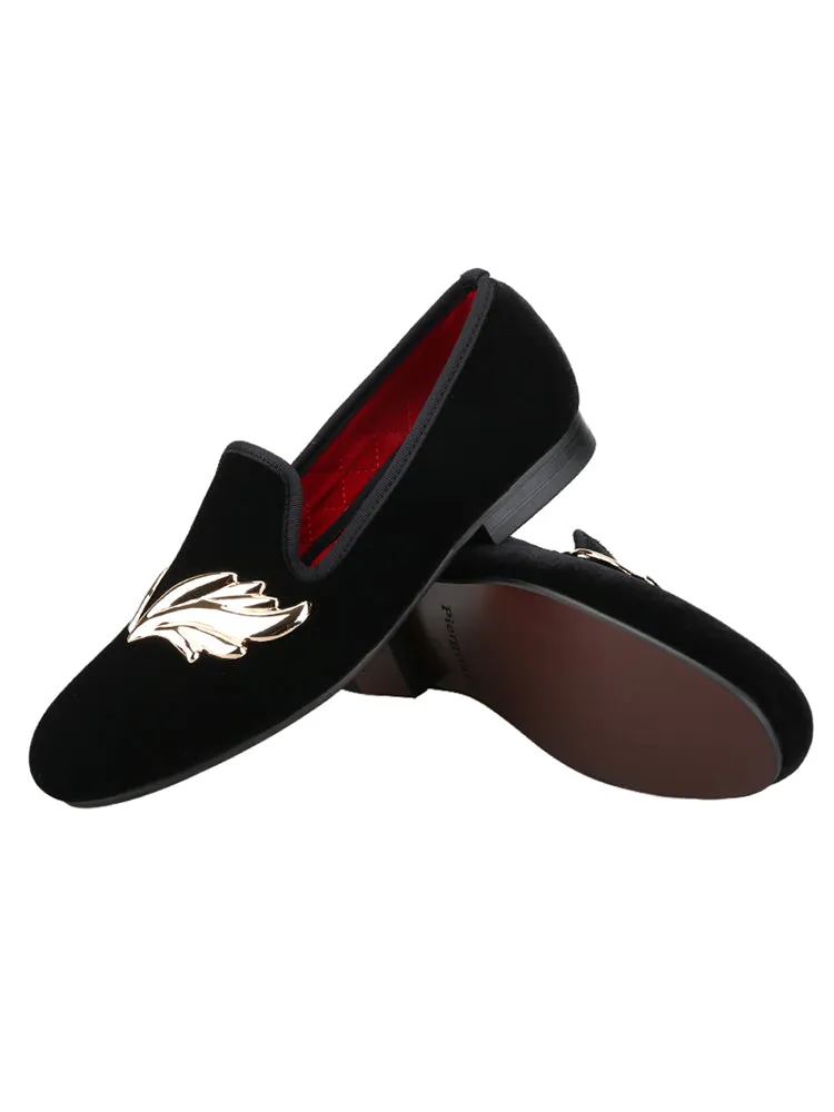 Custom-ordered wing metal buckle men's loafers, luxury and trendy big-name GZ same style fashion velvet shoes for men, trendy and versatile