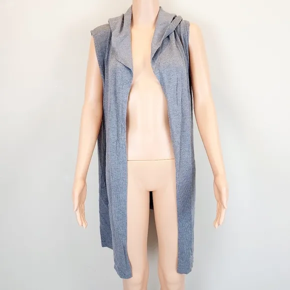 Cyrus Grey Hooded Sleeveless Cardigan Sweater