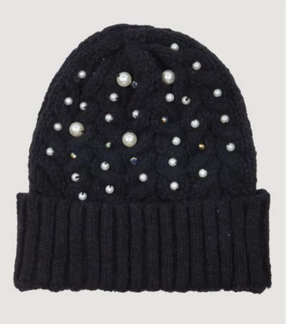 D Pearl Cable Knit Beanie